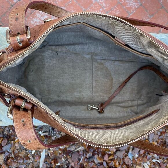 Vintage Dooney & Bourke Caramel/Cognac Ostrich Leather Shoulder/Tote Bag - Picture 7 of 13